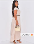 Robe longue plissée manches courtes