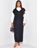 Robe pull longue à doublure effet chemise