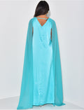 Robe longue sans manche en satin à voile au col