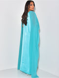 Robe longue sans manche en satin à voile au col