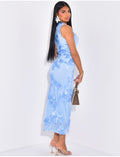 Robe longue sans manche à fleurs brodées