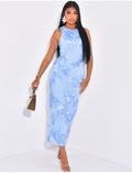 Robe longue sans manche à fleurs brodées