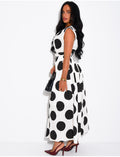 Robe sans manche à pois et ceinture assortie