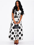 Robe sans manche à pois et ceinture assortie