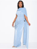 Robe longue sans manche effet drapé à la taille