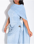Robe longue sans manche effet drapé à la taille