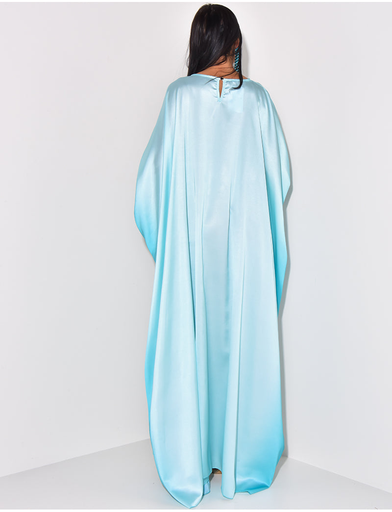 Robe papillon en satin à motif tie and dye