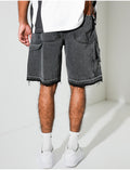 Short en jeans à empiècements contrastants & tâches de peinture