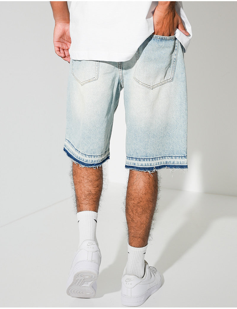 Short en jeans destroy & délavé