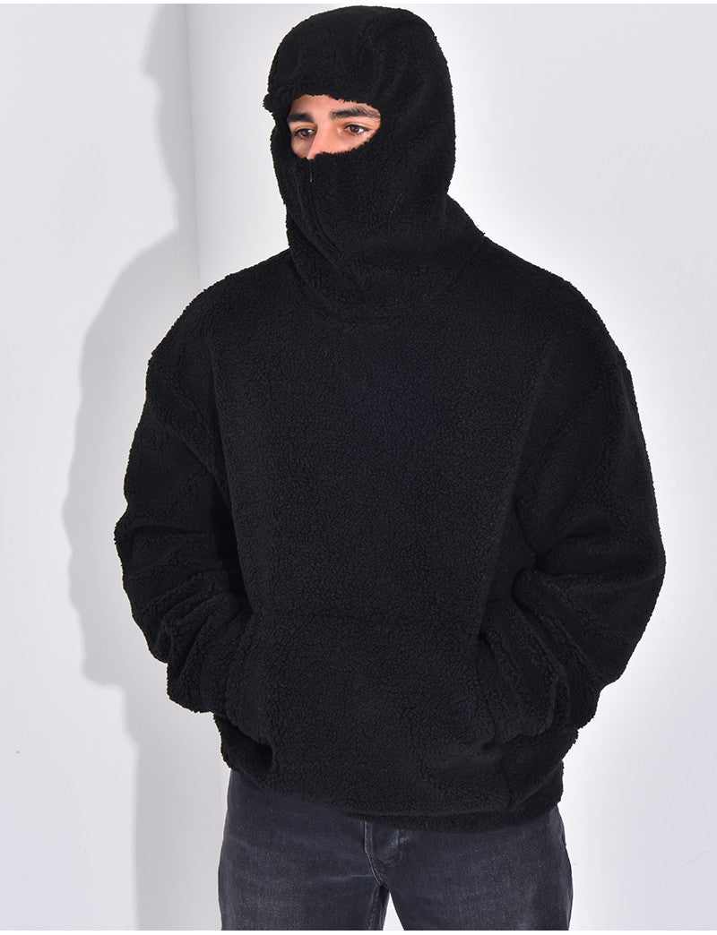 Sweat à capuche en peau de mouton