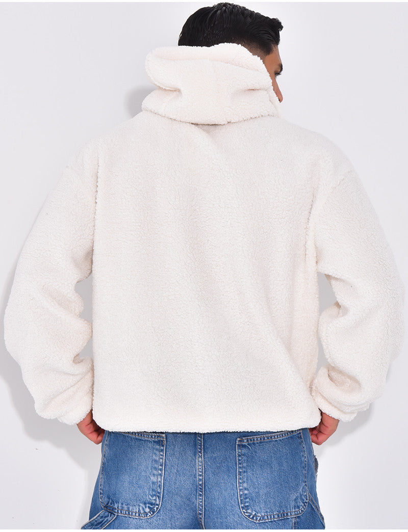 Sweat à capuche en peau de mouton