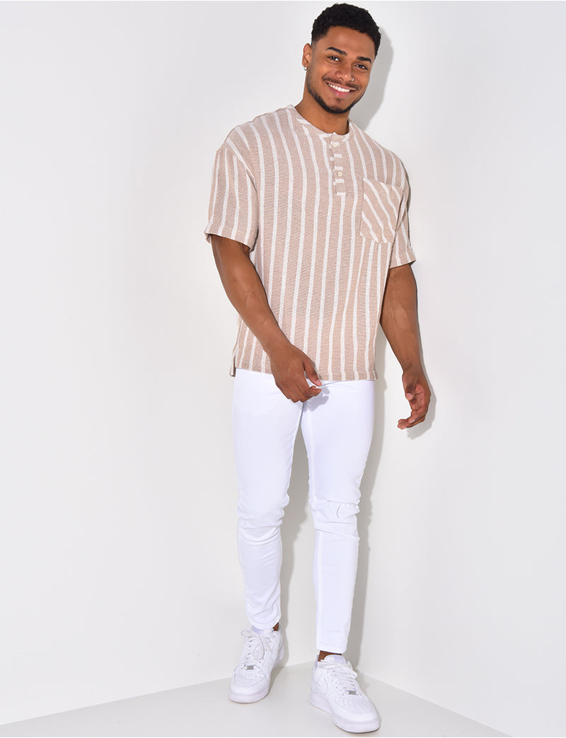 T-shirt à boutonner à rayure