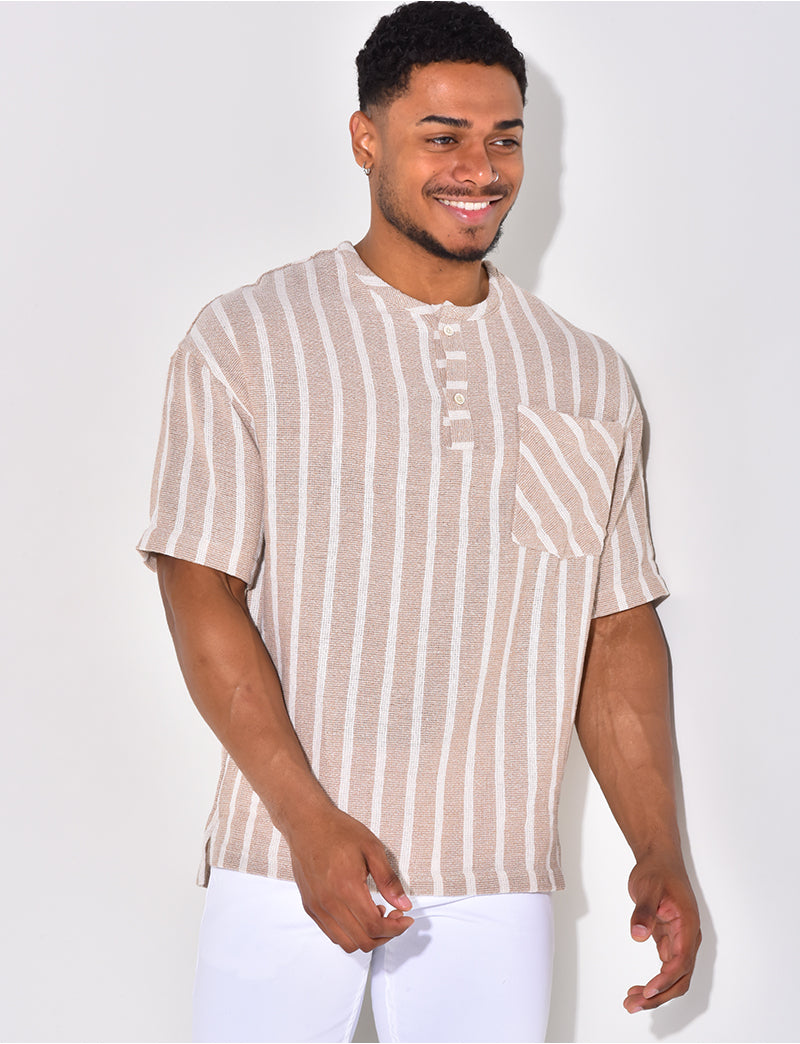 T-shirt à boutonner à rayure