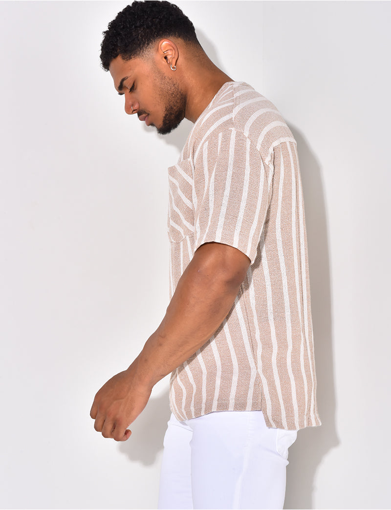 T-shirt à boutonner à rayure