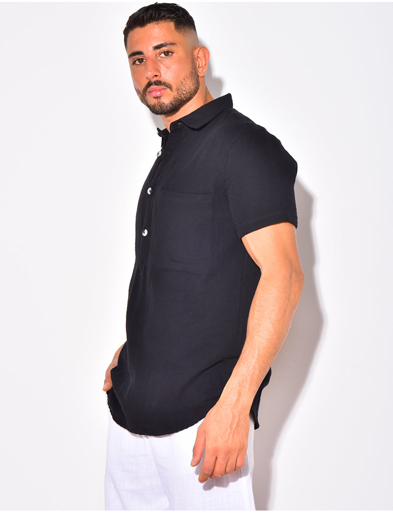 T-shirt à boutonner manches courte à poches