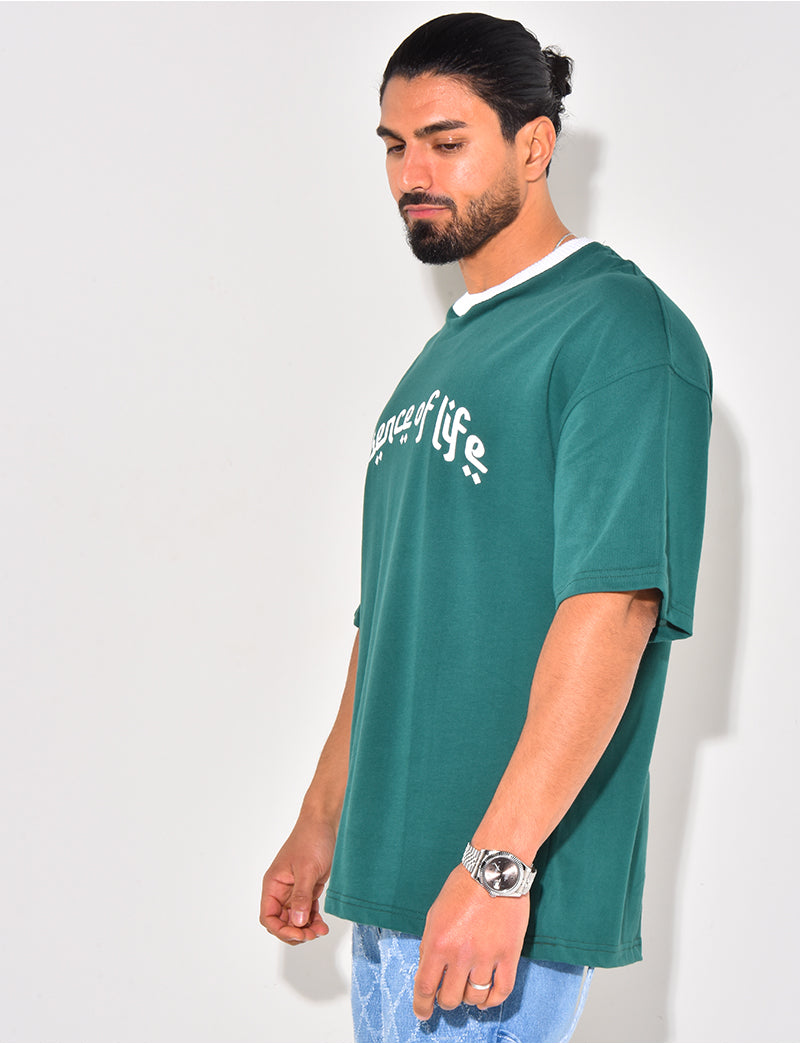 T-shirt à col côtelé