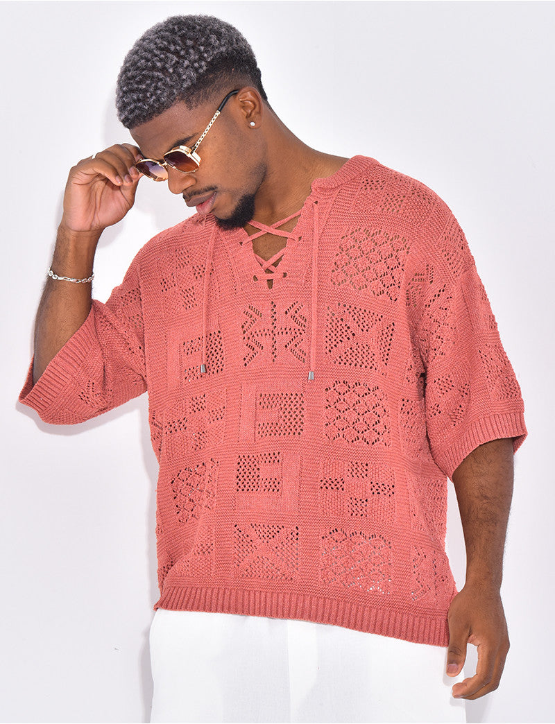 T-shirt ajouré à cordons