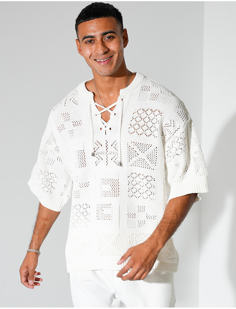 T-shirt ajouré à cordons