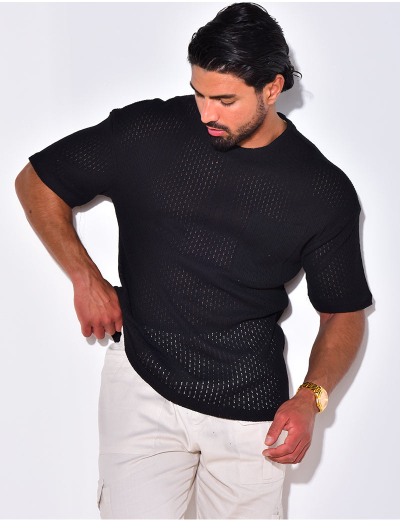 T-shirt ajouré à poches