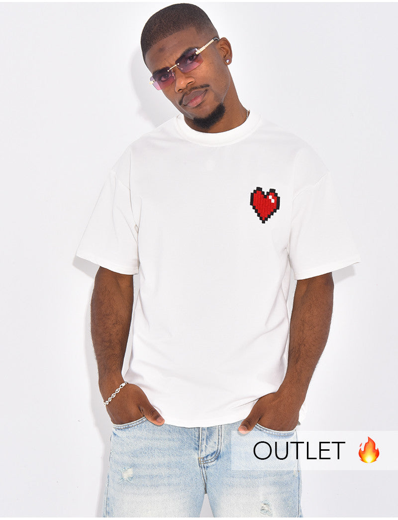 T-shirt avec coeur brodé