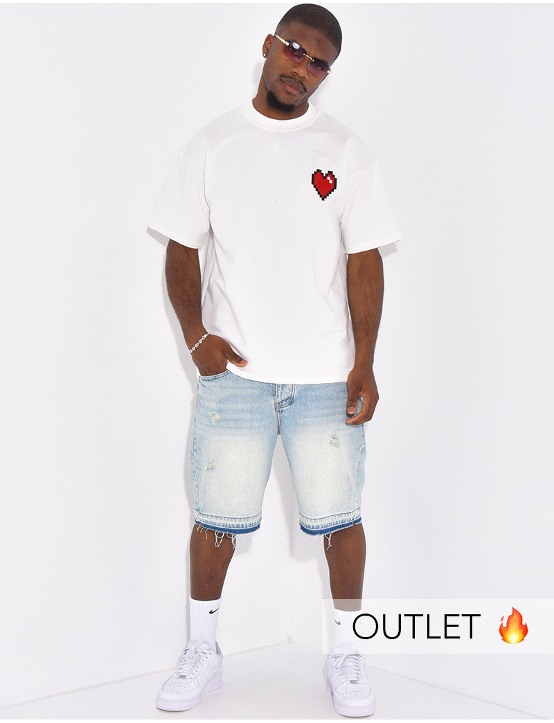 T-shirt avec coeur brodé