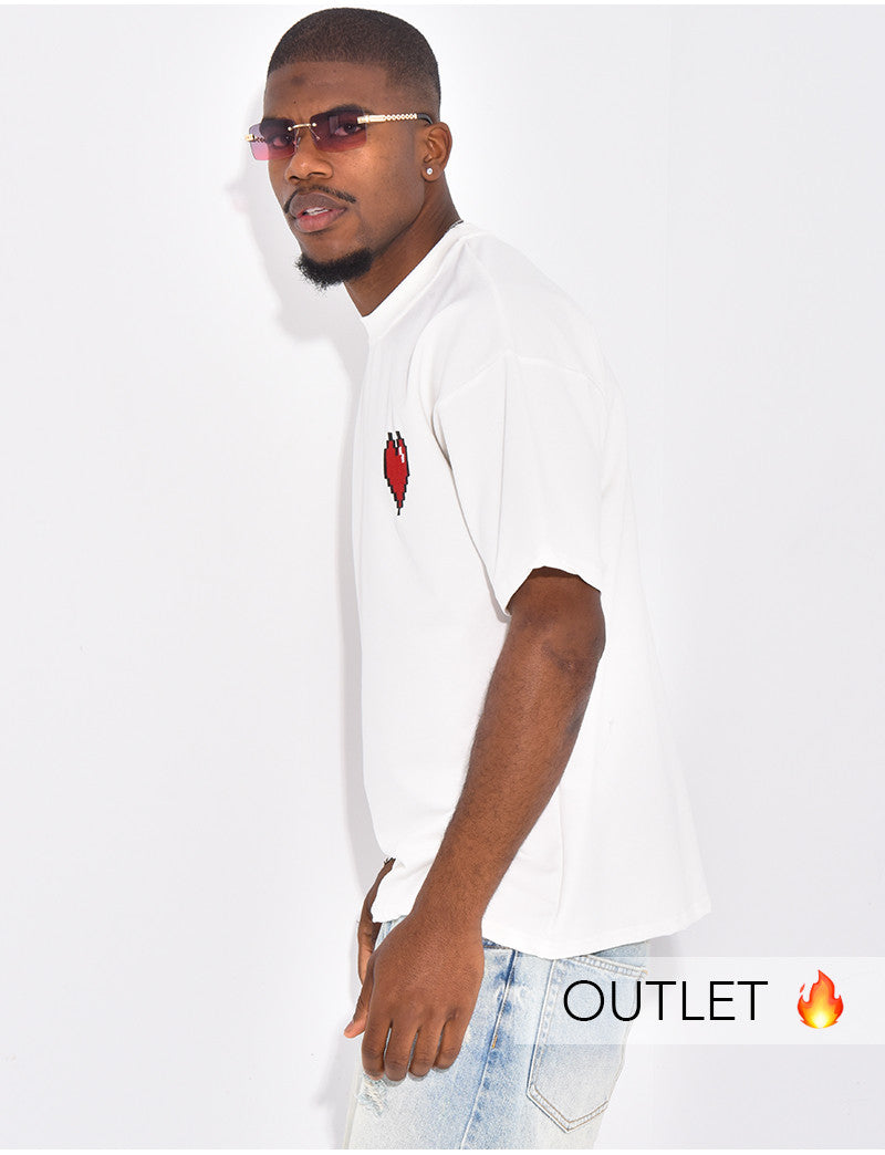T-shirt avec coeur brodé