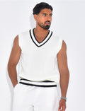 T-shirt côtelé col V