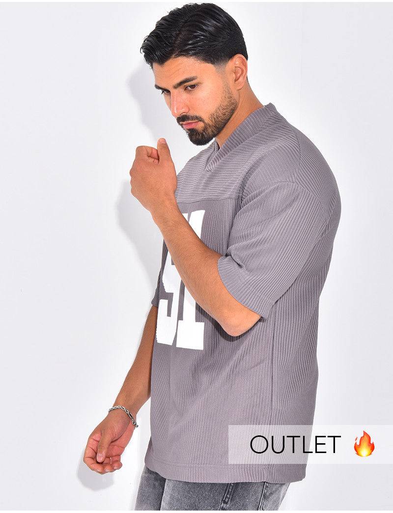 T-shirt côtelé oversize "91"