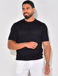 T-shirt côtelé en maille ajourée