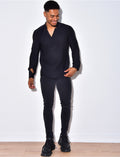 Chemise fin manche longue col V