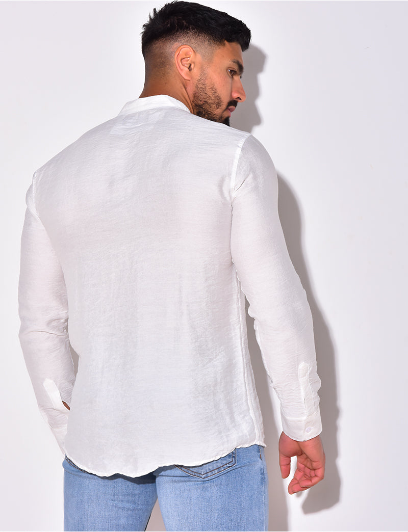 T-shirt fin manche longue col V