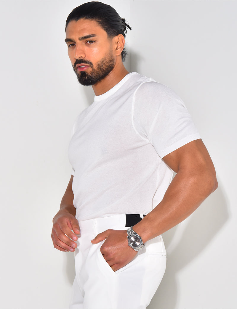 T-shirt fin côtelé