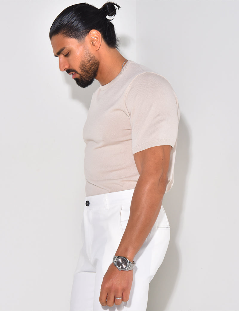 T-shirt fin côtelé