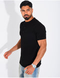 T-Shirt Homme texturé col rond à boutons