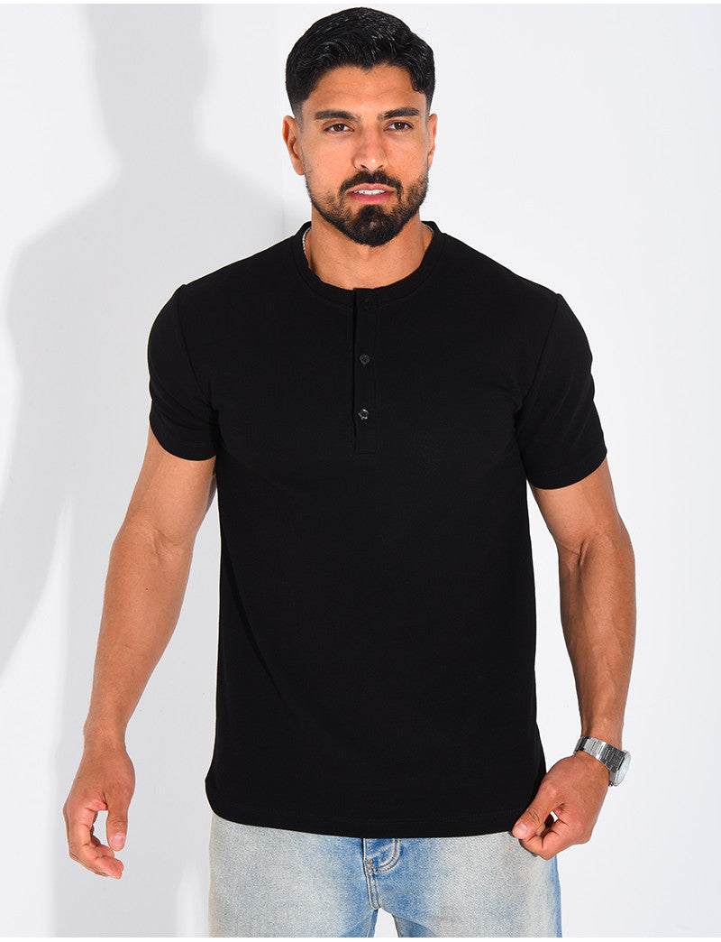 T-Shirt Homme texturé col rond à boutons