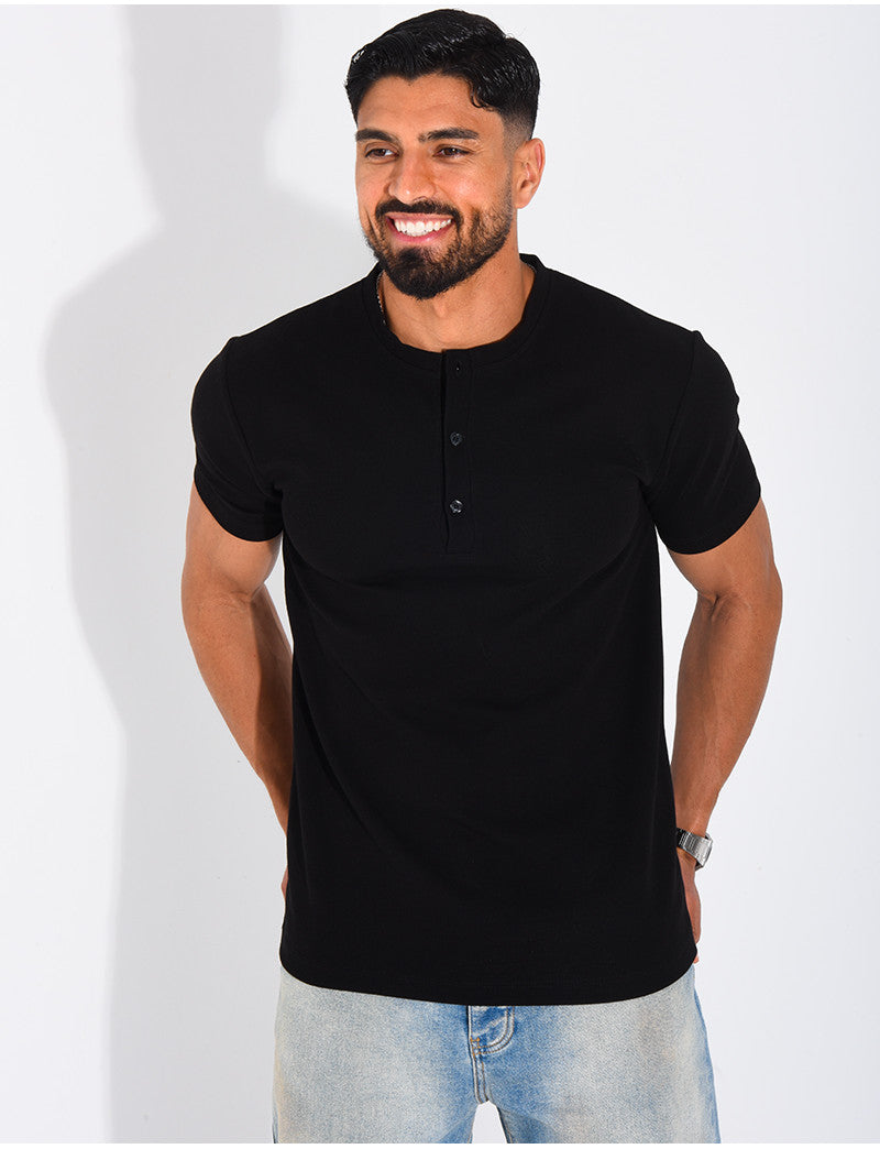 T-Shirt Homme texturé col rond à boutons