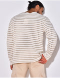T-shirt manches longues texturé à rayures