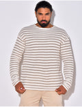 T-shirt manches longues texturé à rayures