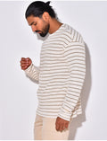 T-shirt manches longues texturé à rayures
