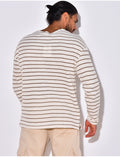 T-shirt manches longues texturé à rayures