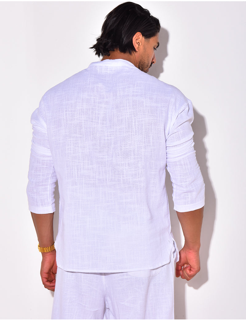 T-shirt manches longues uni avec cordelette