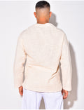 T-shirt manches longues uni avec cordelette