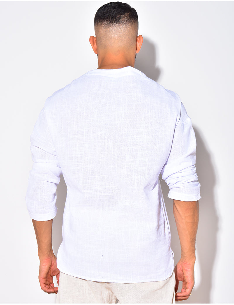 T-shirt manches longues uni avec cordelette