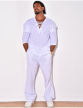T-shirt manches longues uni avec cordelette