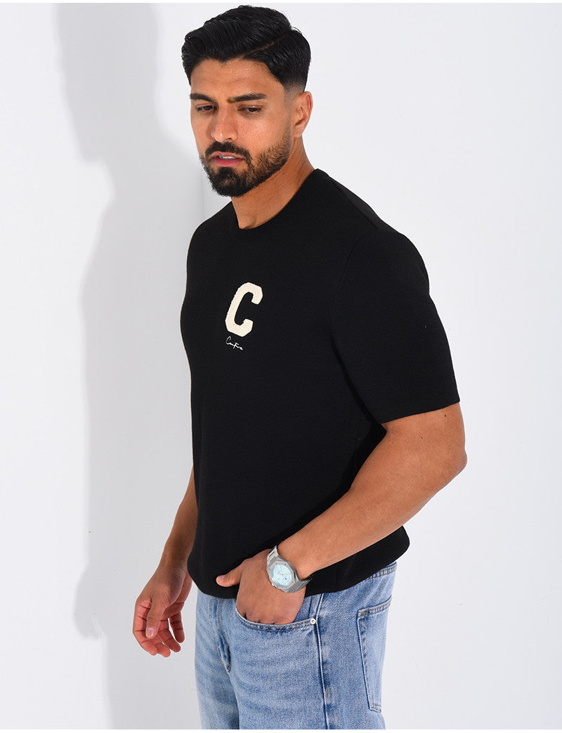 T-shirt nid d'abeille lettre C