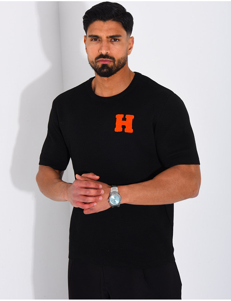 T-shirt nid d'abeille lettre H