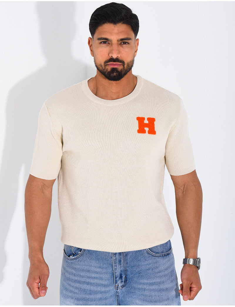 T-shirt nid d'abeille lettre H