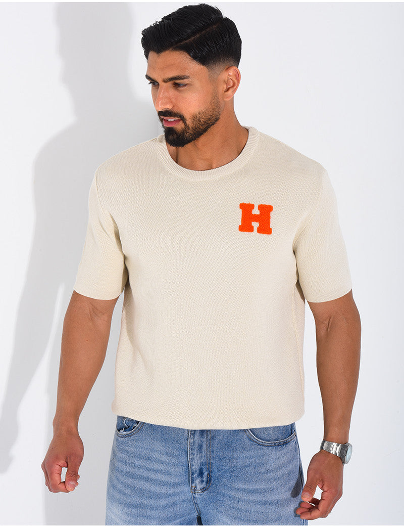 T-shirt nid d'abeille lettre H