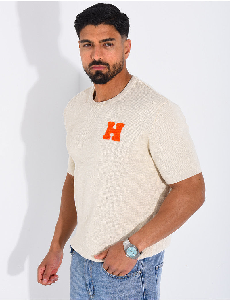 T-shirt nid d'abeille lettre H