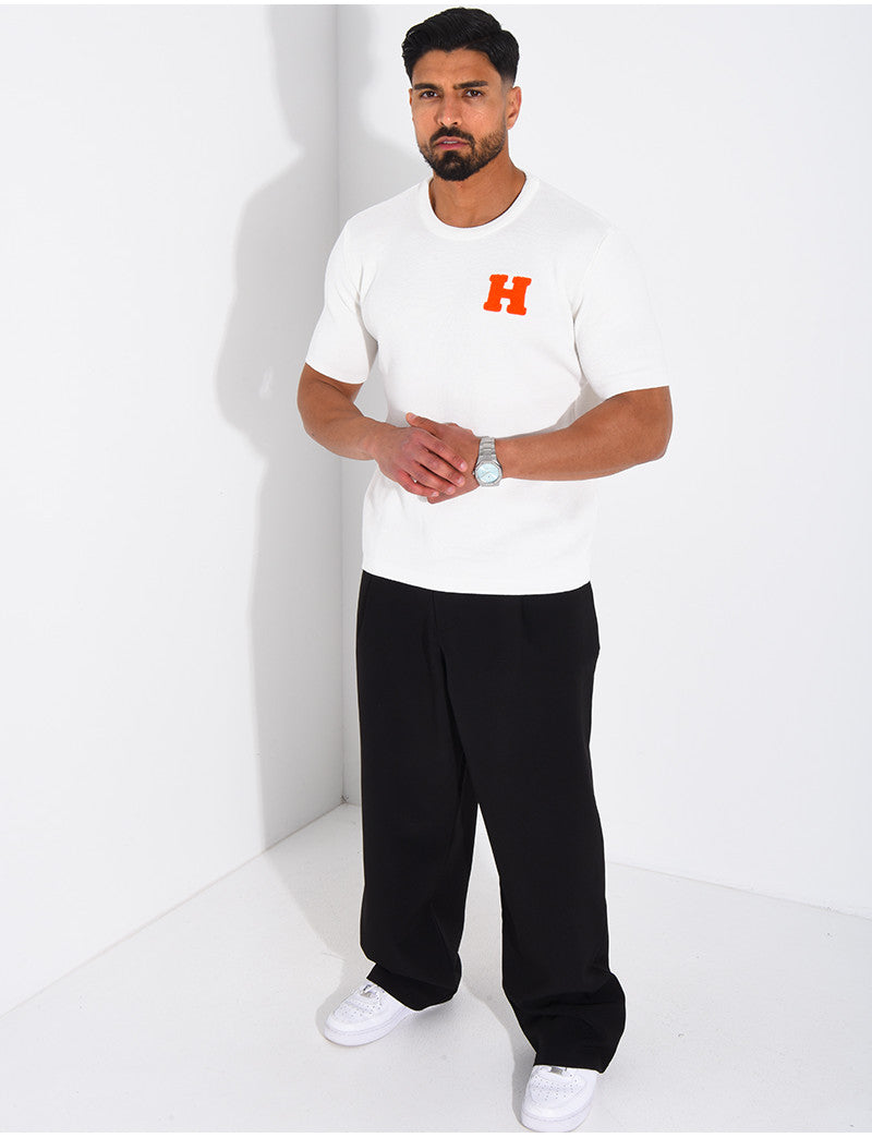 T-shirt nid d'abeille lettre H